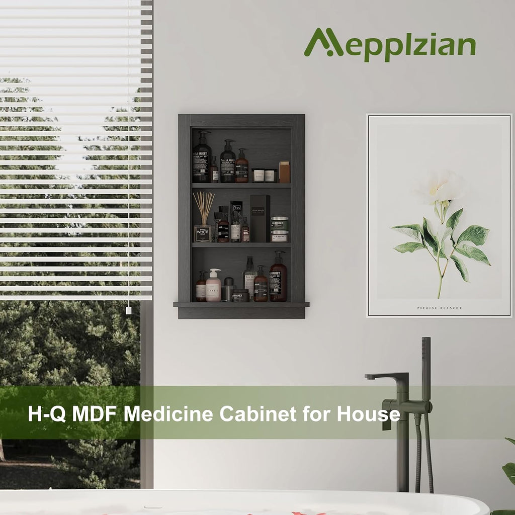 Recessed Medicine Cabinet,14x24 in Wall Bathroom Cabinet with Storage,Bathroom Niche for Shower Wall for Bedroom/Hallway,Black Shower Wall Niche Insert for Drywall,MDF