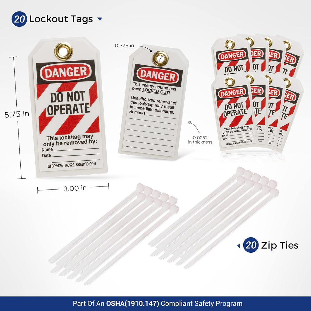 BRADY Lockout Tagout Station with Loto Devices. Lock Out Tag Out Kit Board Includes 12 Keyed Alike Safety Lock Set, 4 Hasps for Padlocks. 20 Do Not Operate Tags for Lockout Safety Supply - 153684