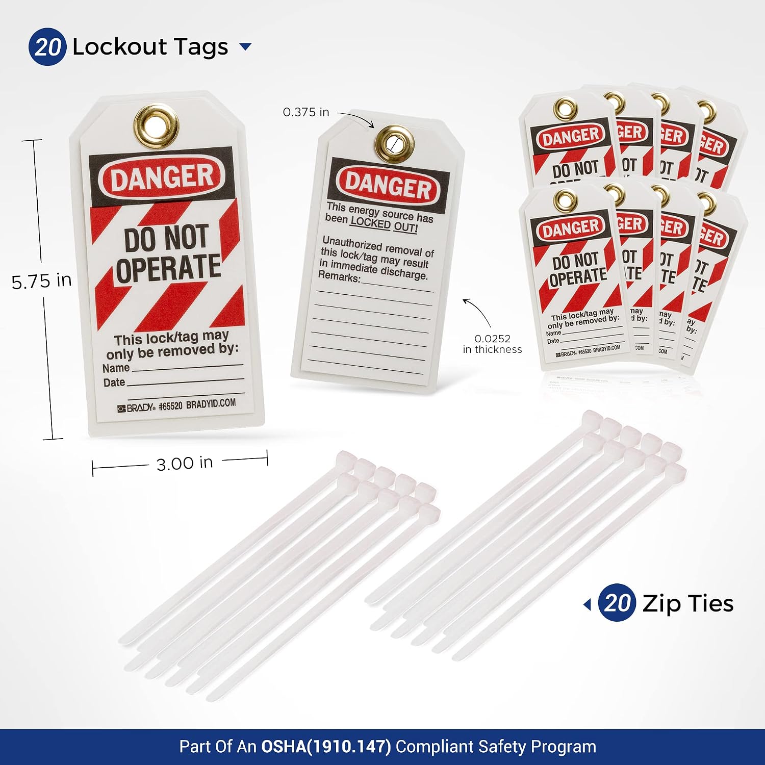 BRADY Lockout Tagout Station with Loto Devices. Lock Out Tag Out Kit Board Includes 12 Keyed Alike Safety Lock Set, 4 Hasps for Padlocks. 20 Do Not Operate Tags for Lockout Safety Supply - 153684