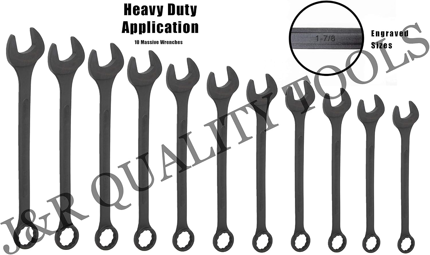 VCT 10 PC SAE Black-Oxide Jumbo Combo Wrench Set | 1-5/16' - 2' W/Carrying Pouch