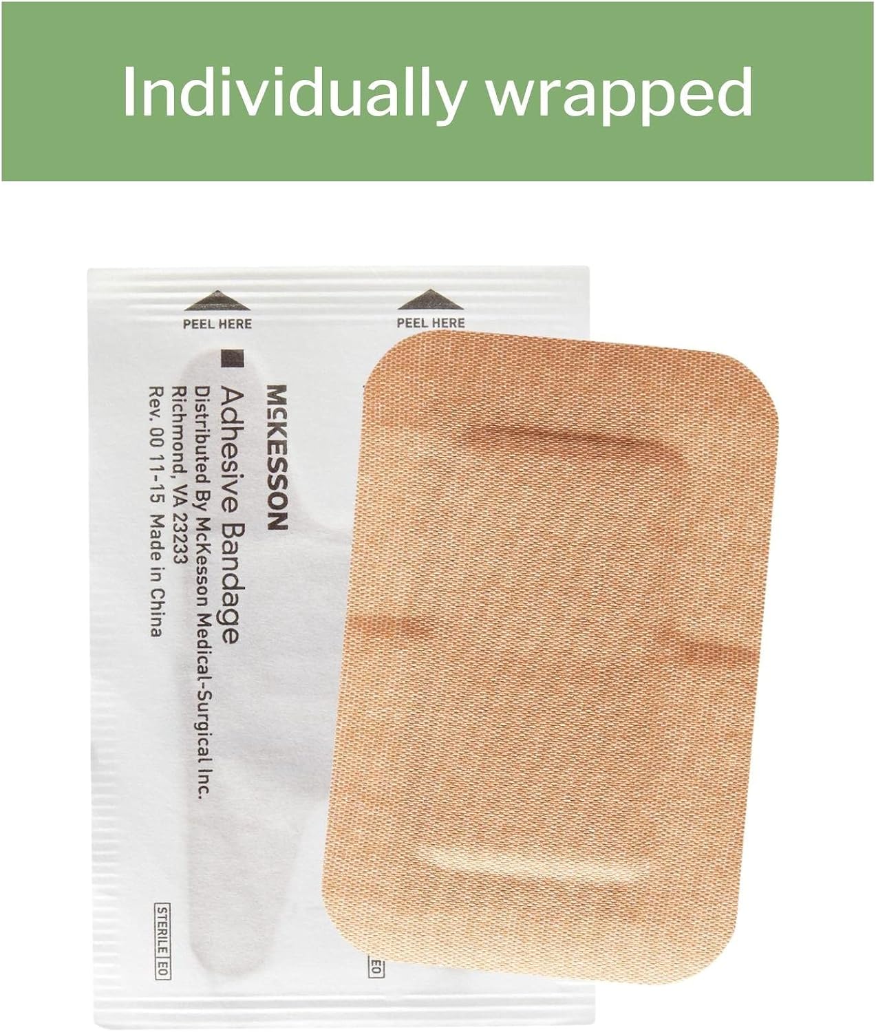 McKesson Adhesive Bandages, Sterile, Fabric Patch, 2 in x 3 in, 50 Count, 24 Packs, 1200 Total