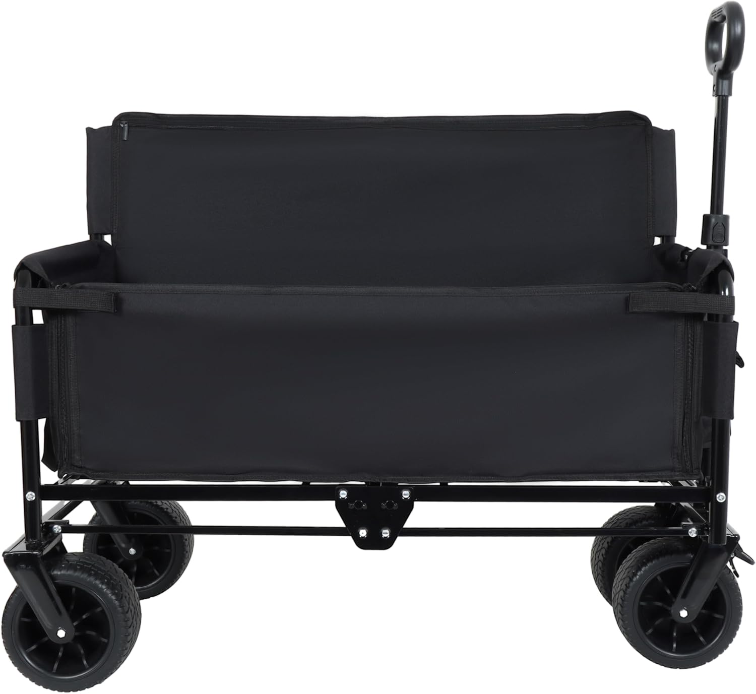 3 in 1 Convertible Folding Wagon Cart with Bench Seat Storage 500lbs Heavy Duty Utility Wagon, 180L Capacity All Terrain Wheels for Camping, Beach, Sports, Garden, Black