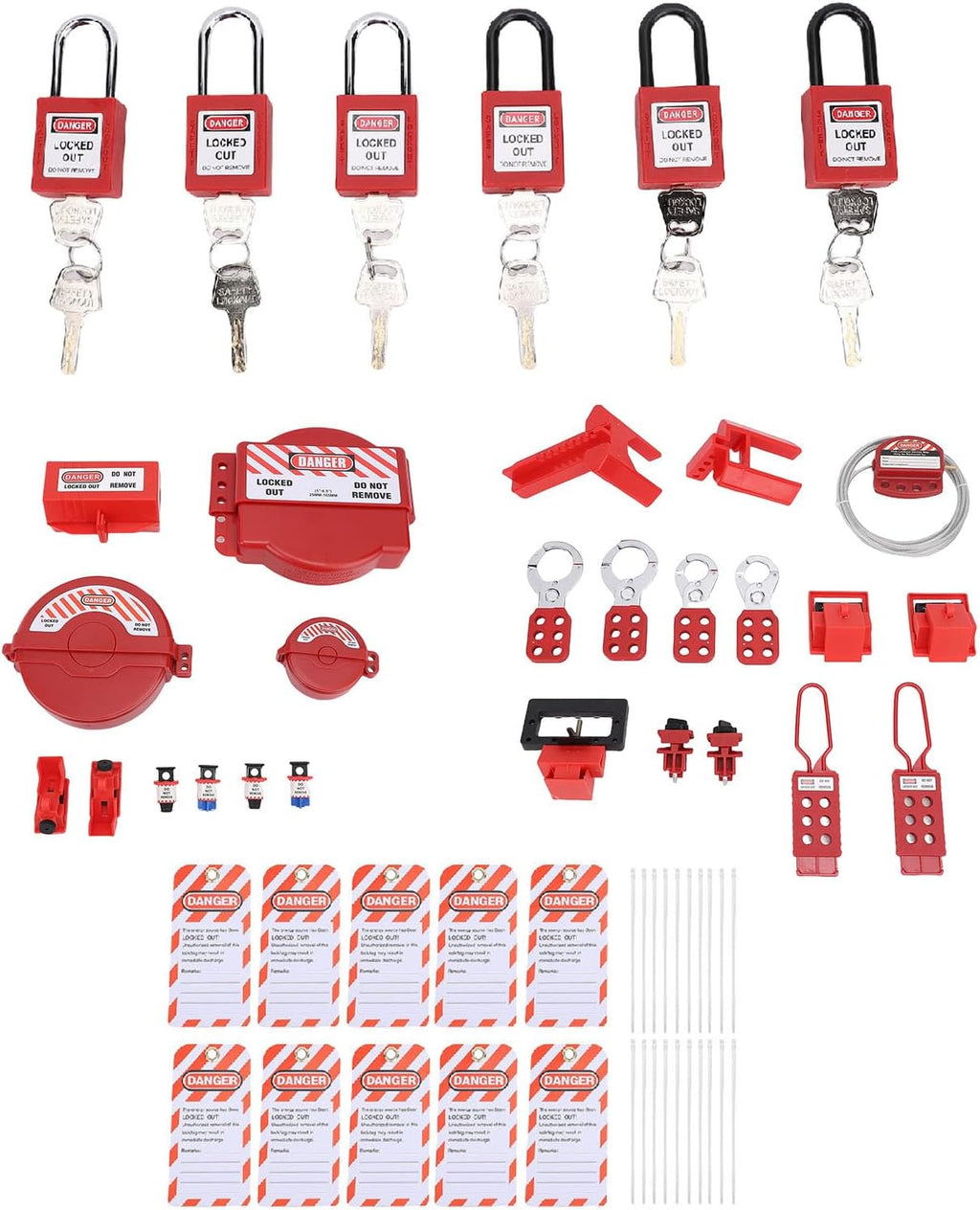 Yinhing Lockout Tagout Kit Electrical Loto, Clamp On Circuit Breaker Lockout Group Hasps Safety Padlocks Set with Tool Box for Industry