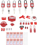Yinhing Lockout Tagout Kit Electrical Loto, Clamp On Circuit Breaker Lockout Group Hasps Safety Padlocks Set with Tool Box for Industry