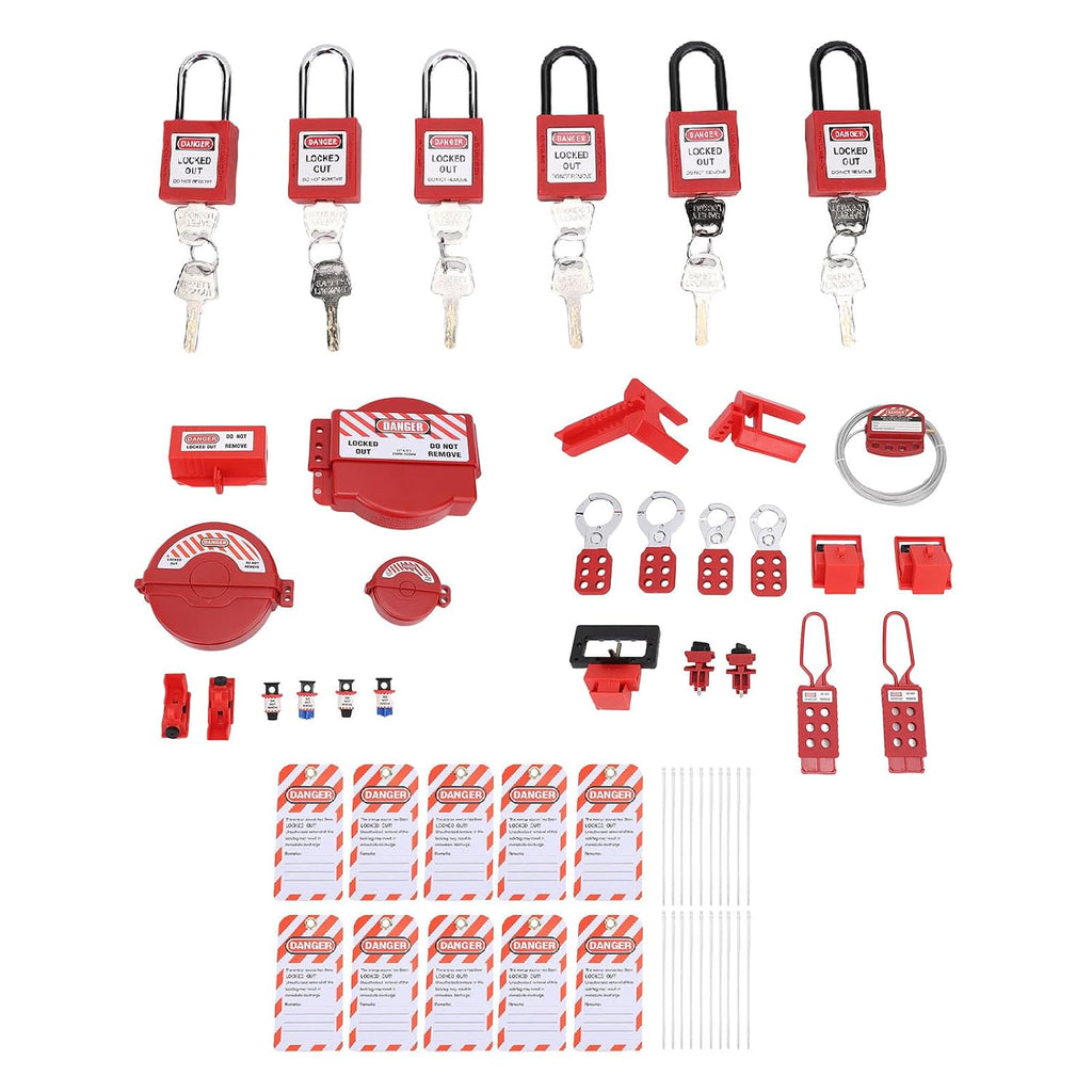 Lockout Tagout Kit Electrical Loto, Clamp On Circuit Breaker Lockout, Group Hasps, Tag, Safety Padlocks, Nylon Ties with Tool Box, Electrical Kit