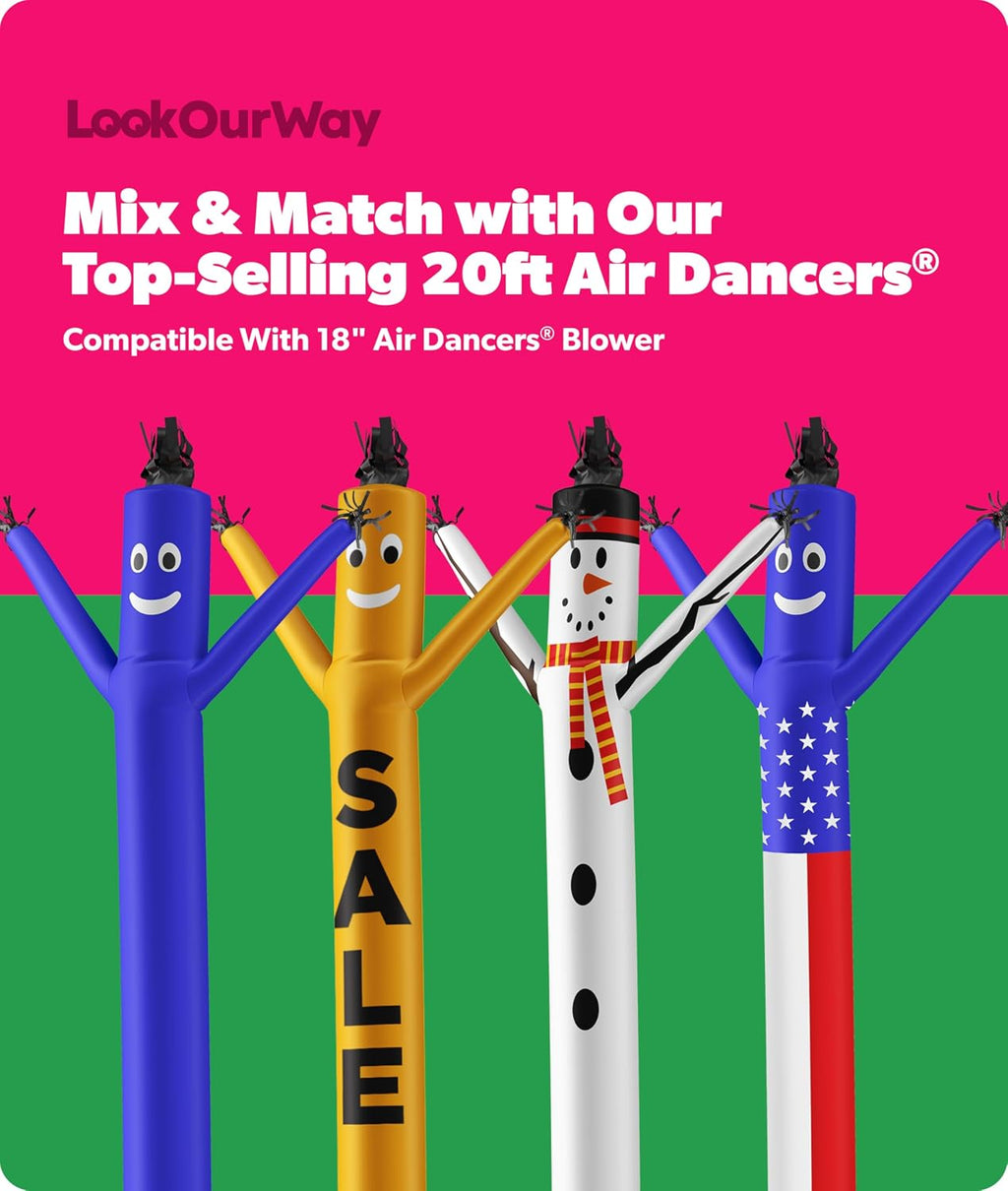 LookOurWay 20ft Skeleton Air Dancers Inflatable Tube Man Attachment | Halloween Inflatables Outdoor Decoration | Wacky Waving Halloween Blow Up for Yard Display or Business (Blower Not Included)
