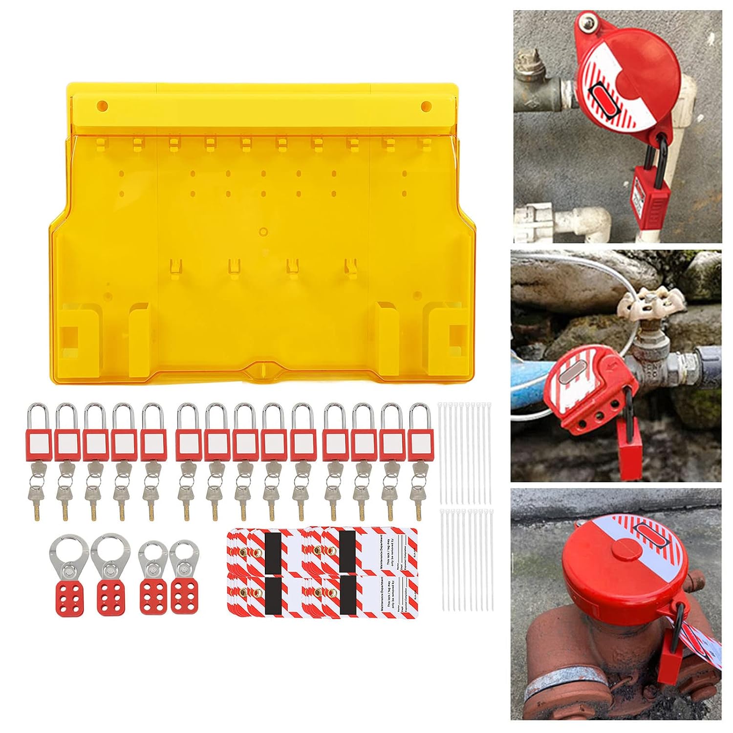 Lockout Tagout Station, Loto Kits, Lock Out Tag Out Kits, Security Lock Set, Including Padlocks Keys Hasps Hangtags Visual Lockout Kit Board, for Factory Warehouse