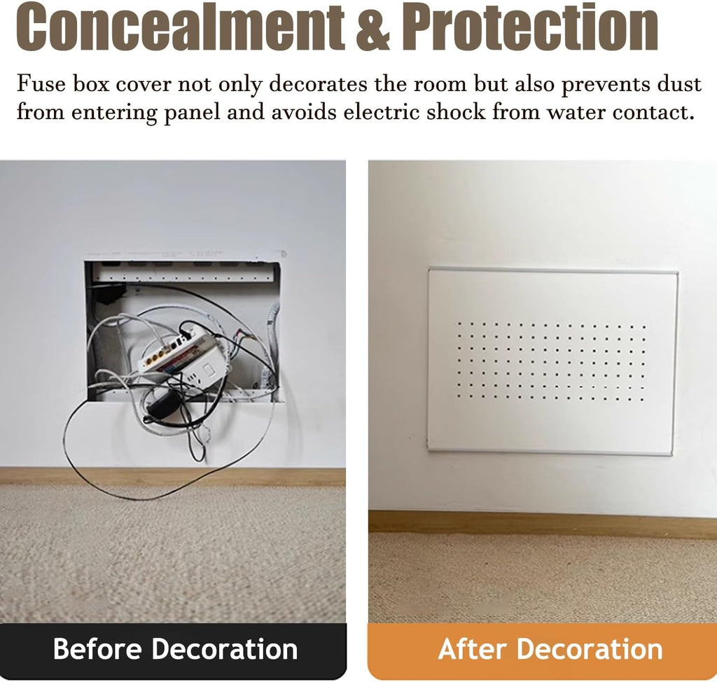 Electrical Panel Cover Circuit Breaker Panel Covers Slide Open, Acrylic Breaker Box Cover with Aluminum Alloy Rails, Single Color Electric Panel Cover for Wall Decor(Black4,55 x 45cm-21.7 x 17.7')