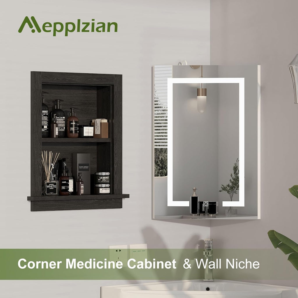 Recessed Medicine Cabinet,14x18 in Wall Bathroom Cabinet with Storage,Bathroom Niche for Shower Wall for Bedroom/Hallway,Black Shower Niche,Wall Niches Insert for Drywall,MDF