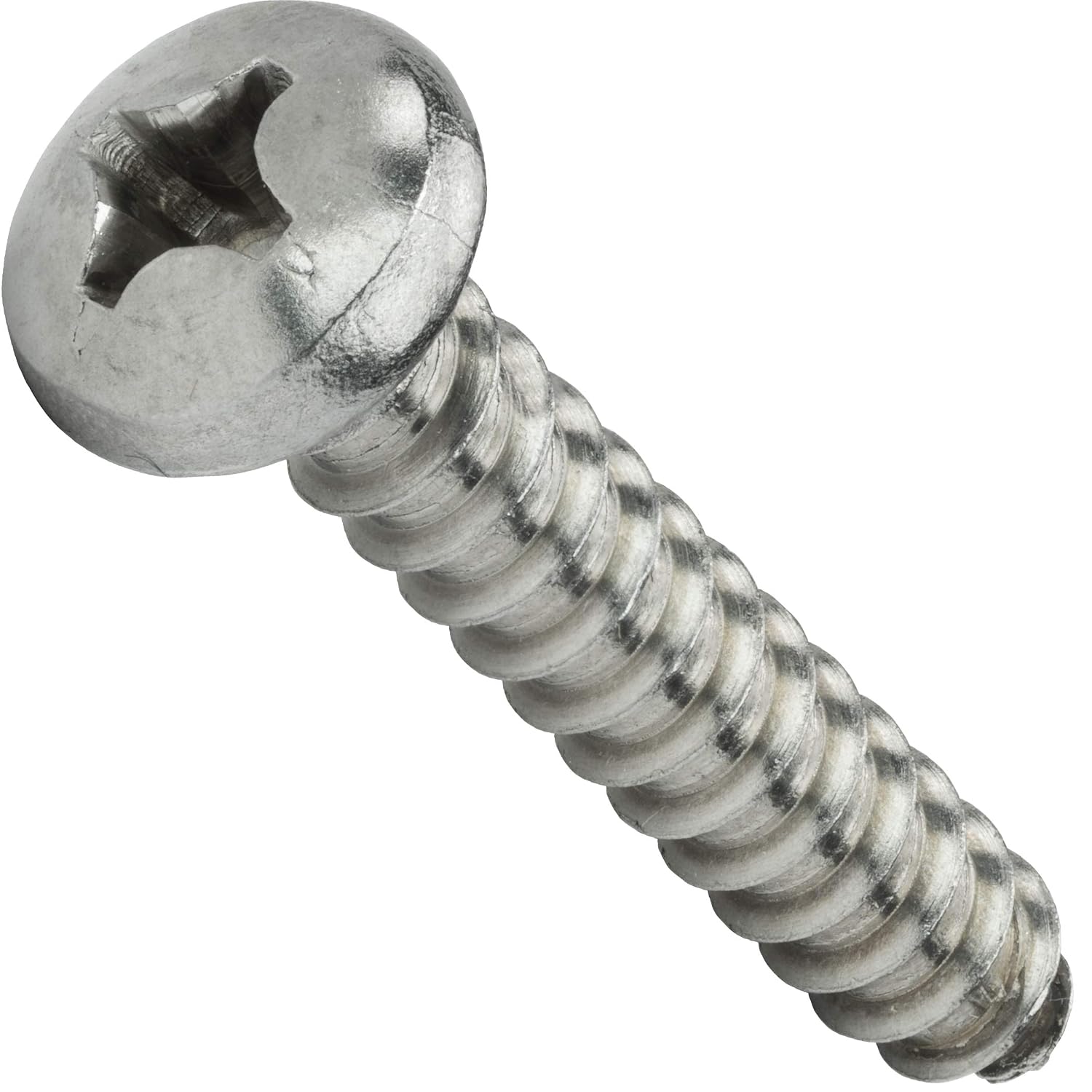#1 x 5/8' Pan Head Sheet Metal Screws, Stainless Steel 18-8, Full Thread, Bright Finish, Self-Tapping, Quantity 2500 By Fastenere