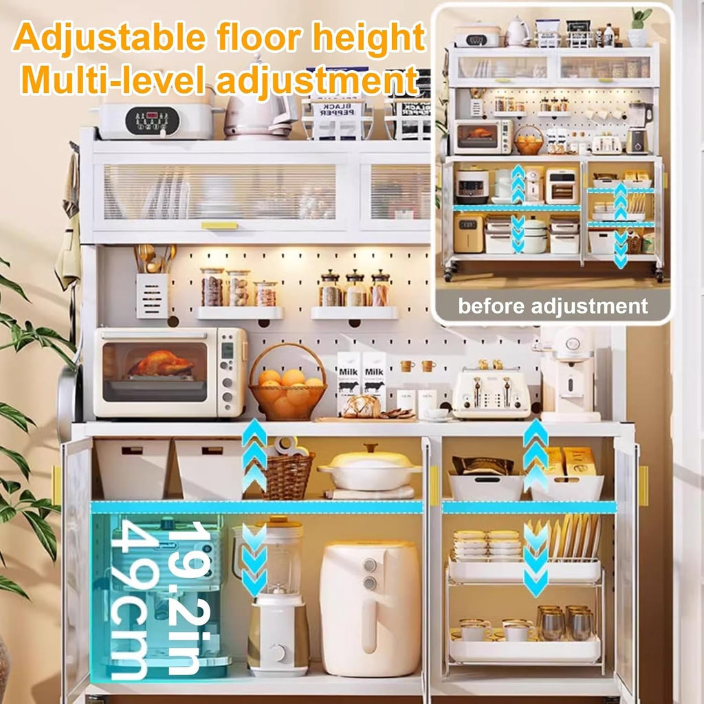 Bakers Rack Kitchen Storage 5 Tier Pantry Storage Cabinet, Free Standing Microwave Stand Metal Shelves, Baker's Rack for Kitchen, Dining Room, Living Room (Size : 103cm/40in)