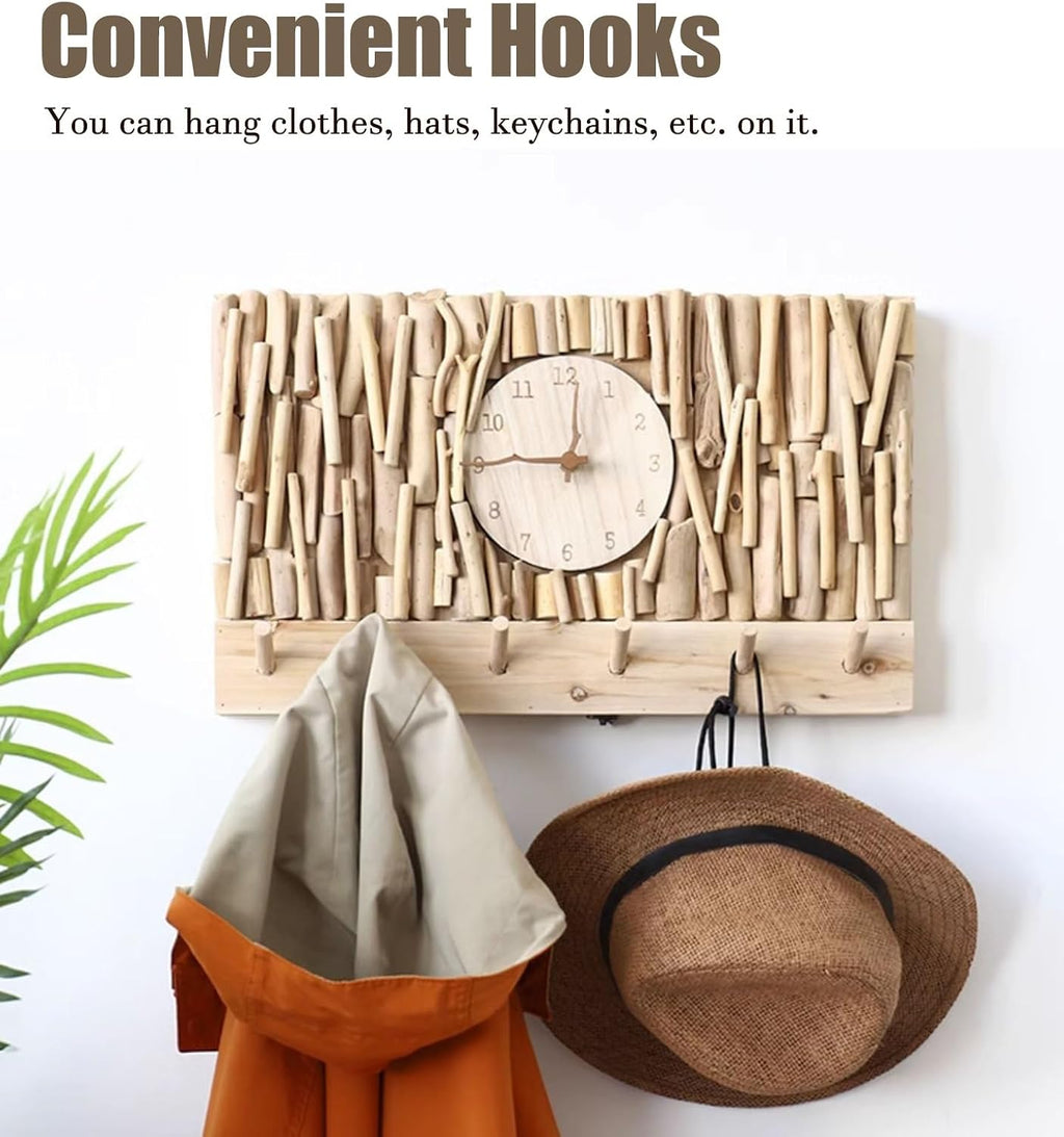 Electrical Panel Cover Wall Hanging Breaker Box Cover with Clock, Solid Wood Electric Panel Cover Cabinet with Hook, Circuit Breaker Panel Artwork for Household(WXH-55 x 45CM(21.7 x 17.7))