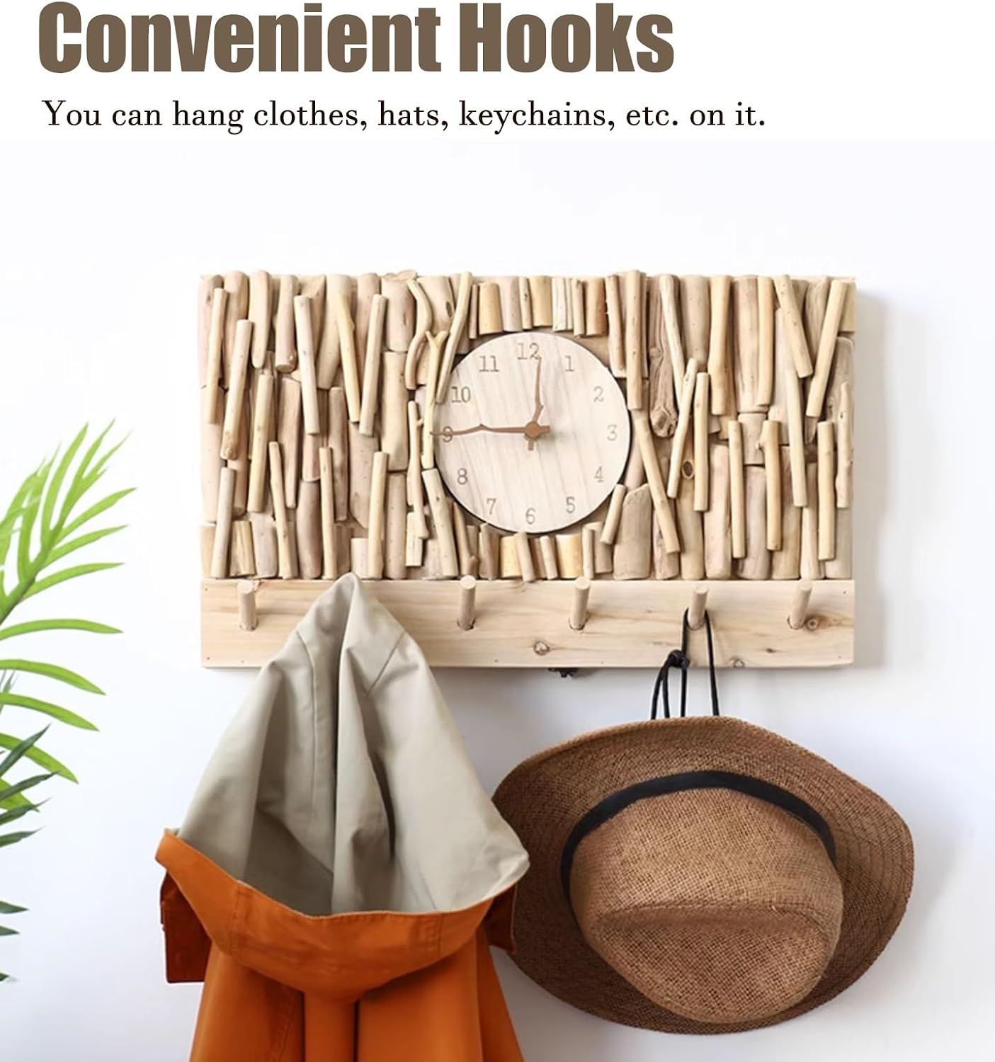 Electrical Panel Cover Wall Hanging Breaker Box Cover with Clock, Solid Wood Electric Panel Cover Cabinet with Hook, Circuit Breaker Panel Artwork for Household(WXH-50 x 40CM(19.7 x 15.7))