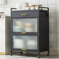 5 Tier Kitchen Bakers Rack with Microwave Stand and Drawer Black 27.5x40in Kitchen Storage Organizer with Flip Door Casters and Hutch for Home Office
