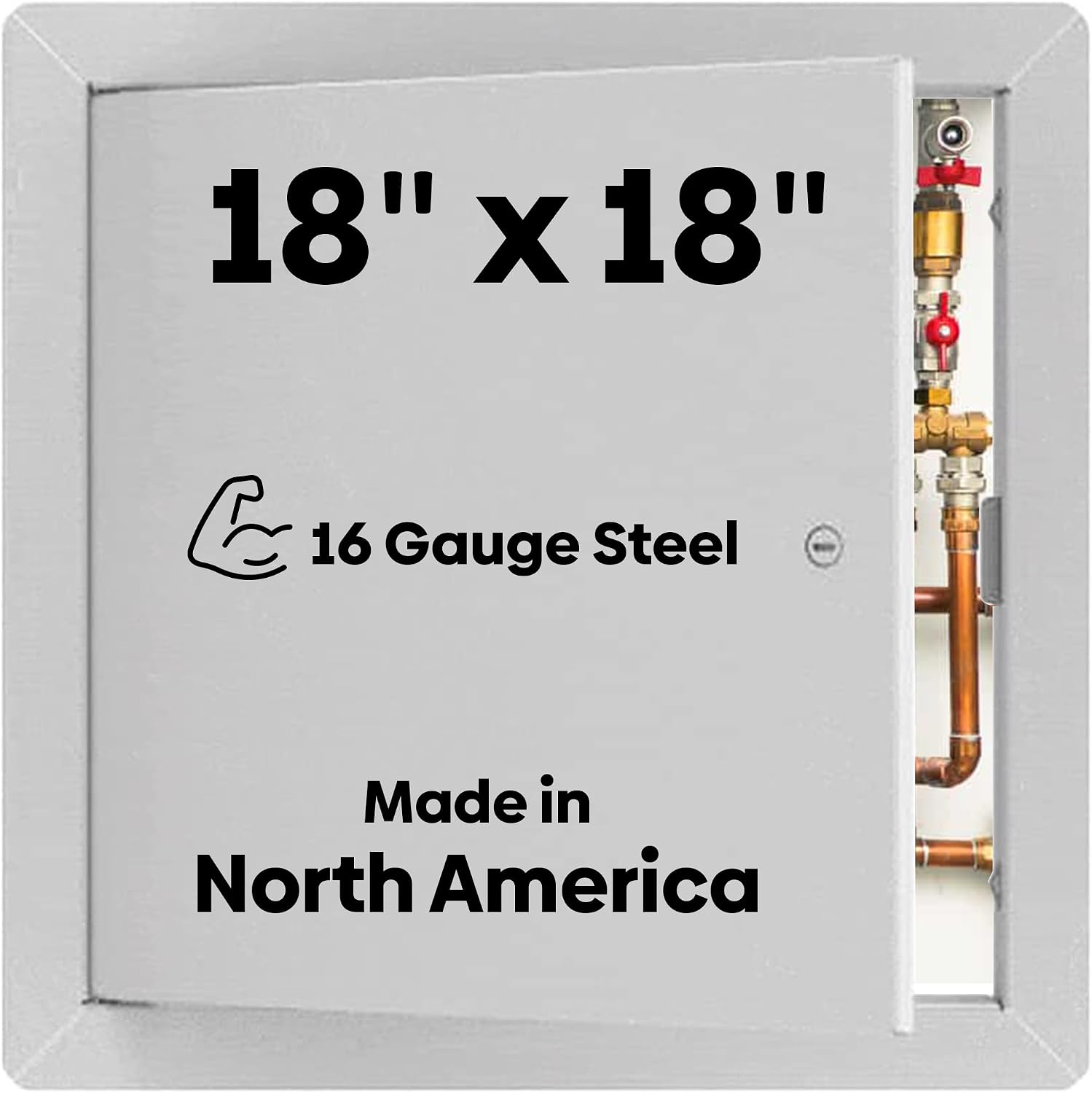 Best BA-AHD 18' x 18' Metal Access Panel with Concealed Pin Hinge, LEED Compliant 16-Gauge Steel Access Door for Non-Rated Drywall/Ceilings, White Drywall Panel with Rounded Corners, Screwdriver Latch