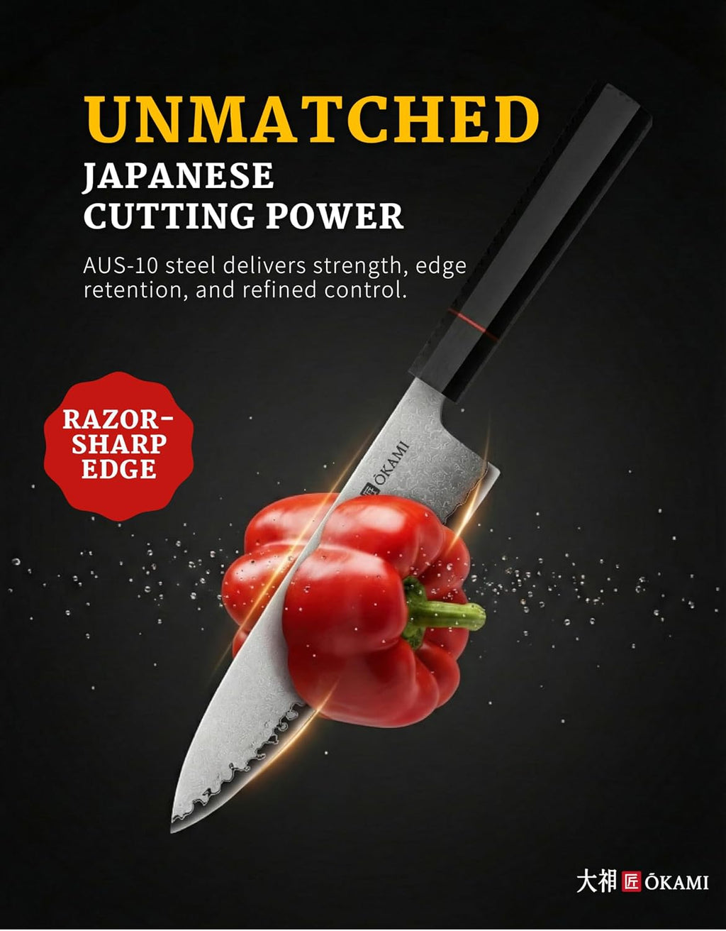 Chef Knife 8 Inch - Hand Forged Kitchen Knife with 67-Layer Japanese Damascus Steel, AUS-10 Core & G10 Handle - Ultra Sharp, Perfectly Balanced Gyuto Knife for Home Chefs and Professionals