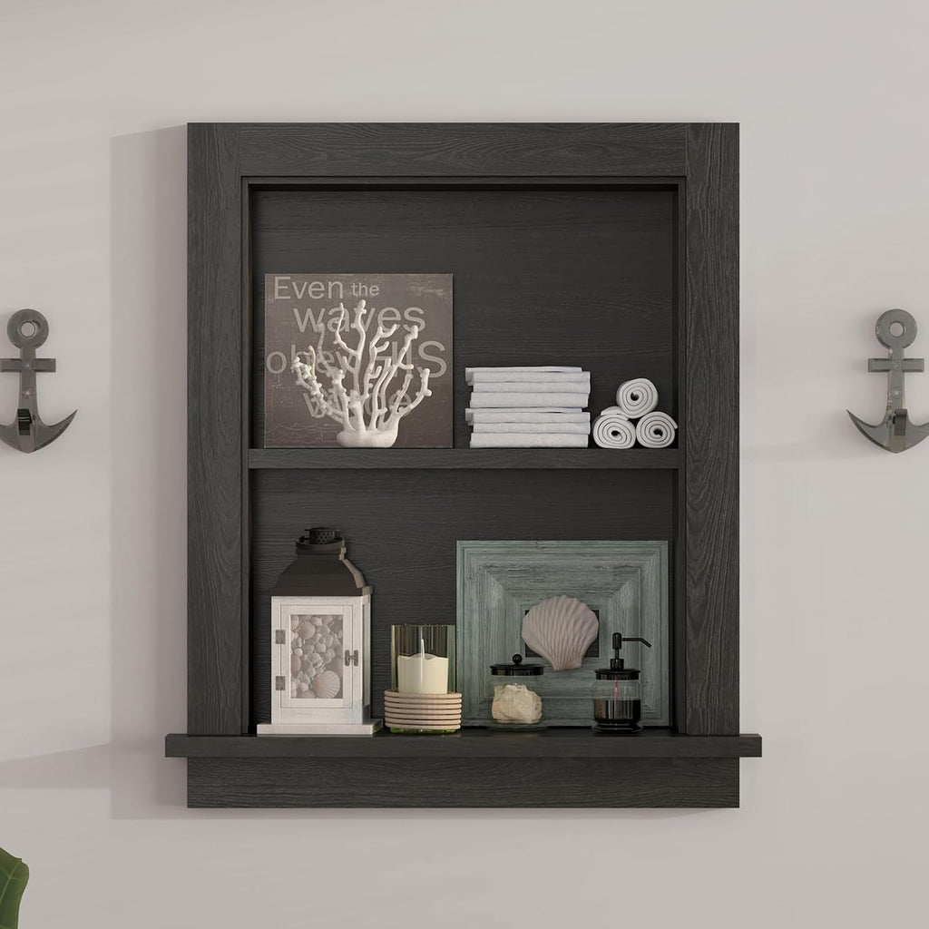 Recessed Medicine Cabinet,14x18 in Wall Bathroom Cabinet with Storage,Bathroom Niche for Shower Wall for Bedroom/Hallway,Black Shower Niche,Wall Niches Insert for Drywall,MDF