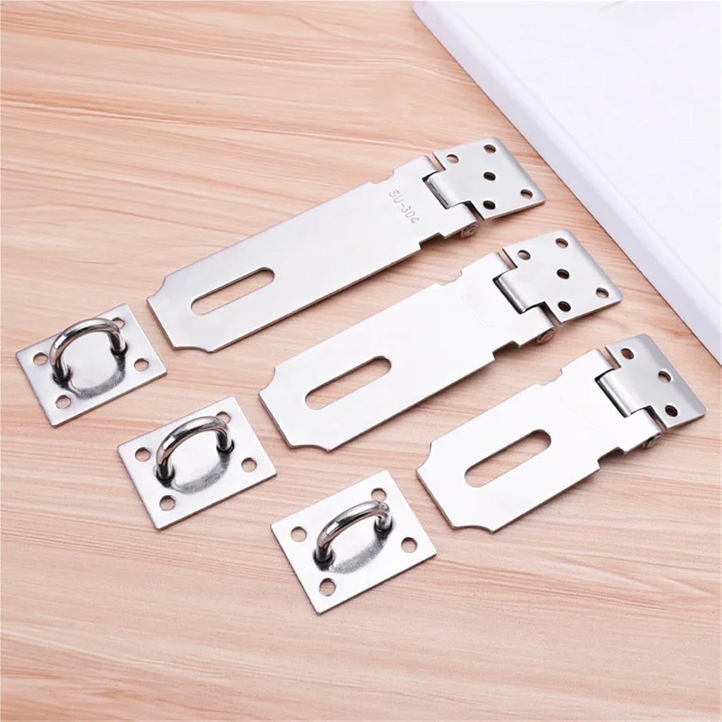 Stainless Steel Door Hasp Latch Lock Durable Home Anti-Theft Safety Buckle Plate for Padlock for Cabinet Drawer D(Black 4 inch)