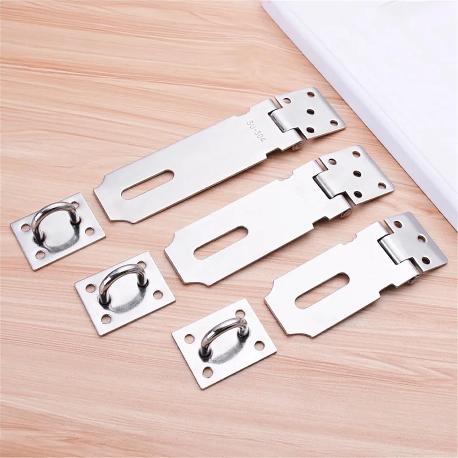 Stainless Steel Door Hasp Latch Lock Durable Home Anti-Theft Safety Buckle Plate for Padlock for Cabinet Drawer D(Black 4 inch)