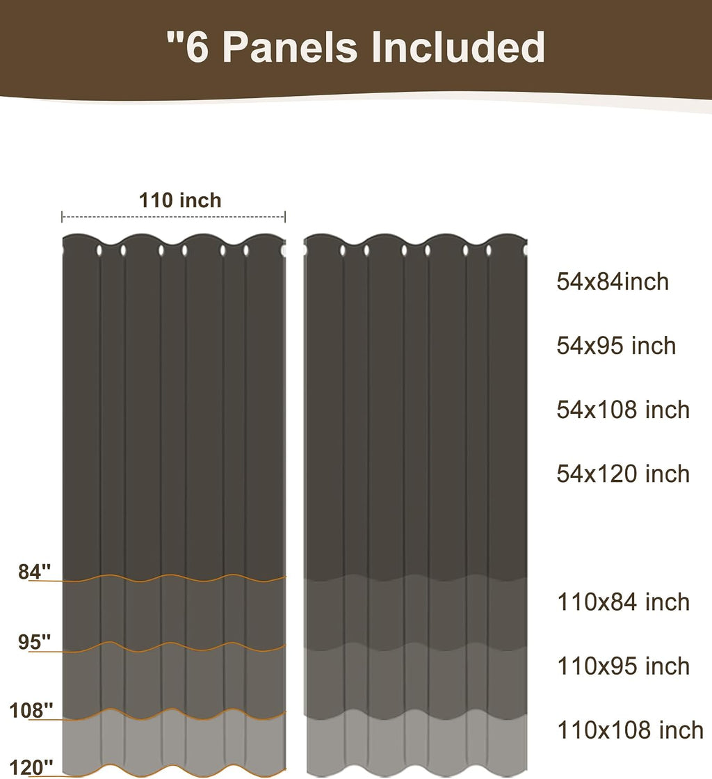 HolidayIdeas Outdoor Patio Curtains Waterproof with Rod Pocket 6 Panels 110x95 Inch- Weatherproof Balcony Outdoor Curtains for Apartments,Porch, Gazebo, Pergola, Sliding Glass Door, Cream