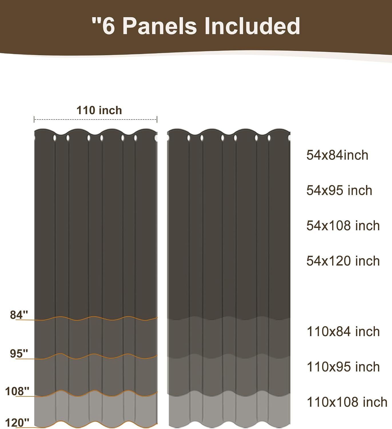 HolidayIdeas Outdoor Patio Curtains Waterproof with Rod Pocket 6 Panels 110x95 Inch- Weatherproof Balcony Outdoor Curtains for Apartments,Porch, Gazebo, Pergola, Sliding Glass Door, Cream
