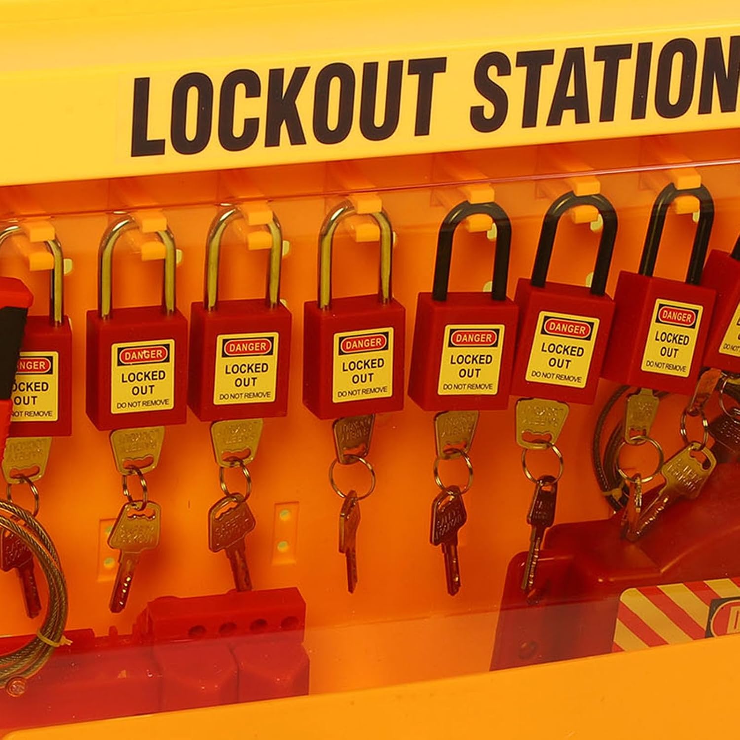 Lockout Tagout Station with Loto Devices, Lock Out Tag Out Kit Wall Board, 8 Padlocks, 20 Tags 3 Hasps 6 Circuit Breaker Locks, Electrical Lockouts Kit