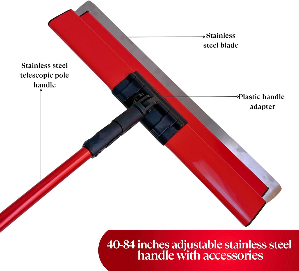 Drywall Skimming Blade Set with Portable Case,0.50 mm Stainless Steel 10', 14', 24', 32' & 40' Skimming Blades with 40'-84' Extension Handle, Drywall Finishing Tools