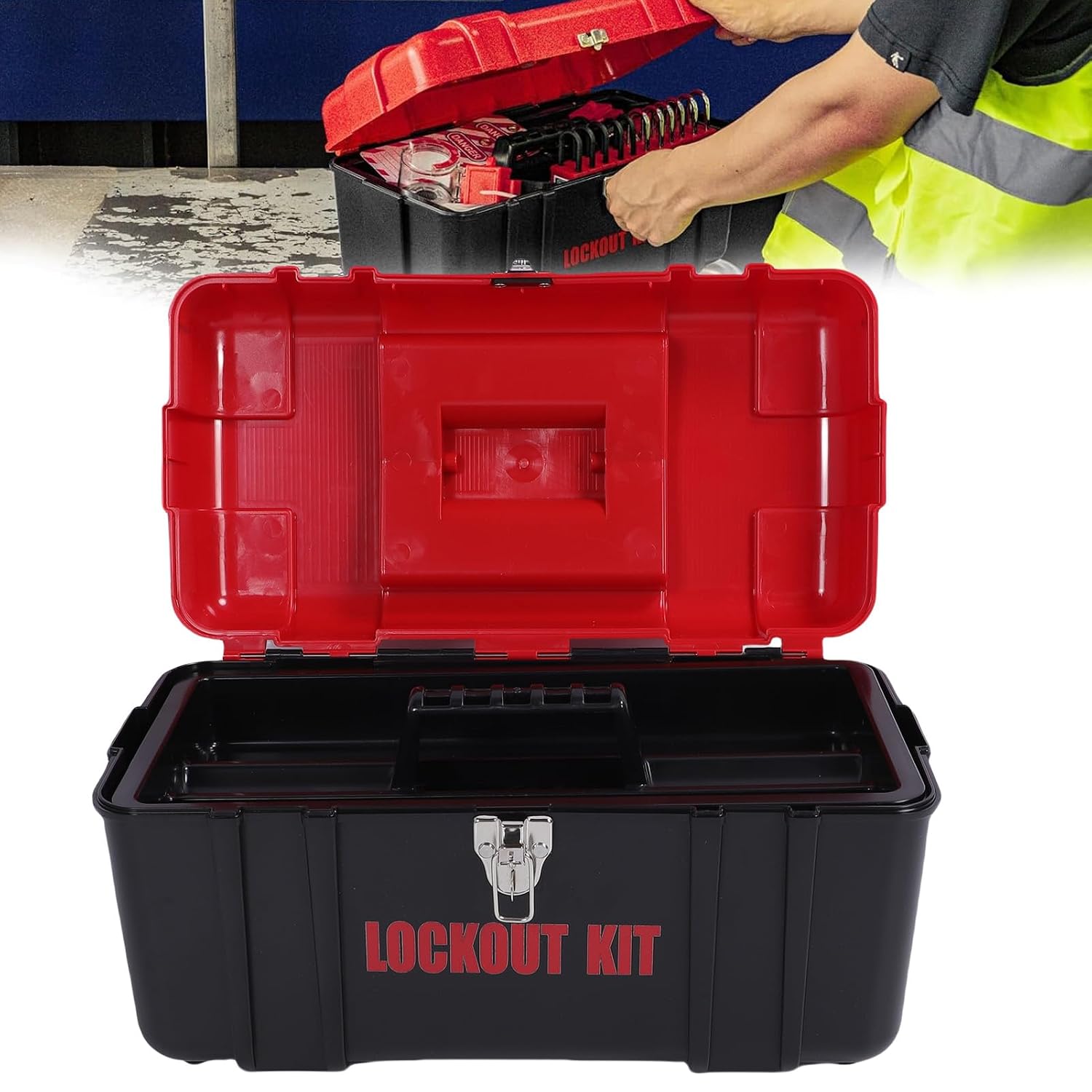 Electrical Lockout Tagout Kit, Hasps Clamp on and Universal Multipole Circuit Breaker Lockouts Tag Plug Lock Loto Locks Set, Clamp On Circuit Breaker Lock Loto Safety Padlock Set