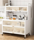 5-Tier Bakers Rack for Kitchen l Sideboard Baker's Storage Cabinet Multifunctional Microwave Stand with Accessories Storage Cabinets with Flip Door for Home practical(White,100 cm)