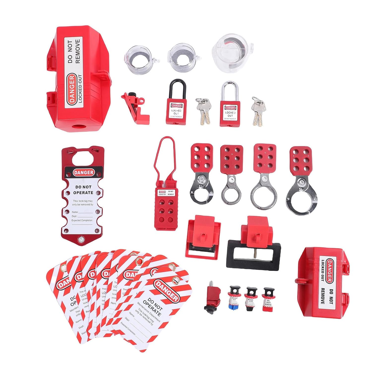 Sorandy Lockout Tagout Kit, Group Lockout Hasps, Universal Electrical Loto Clamp on Circuit Breaker, Loto Safety Padlock Kit with Tool Box & 2 Keys