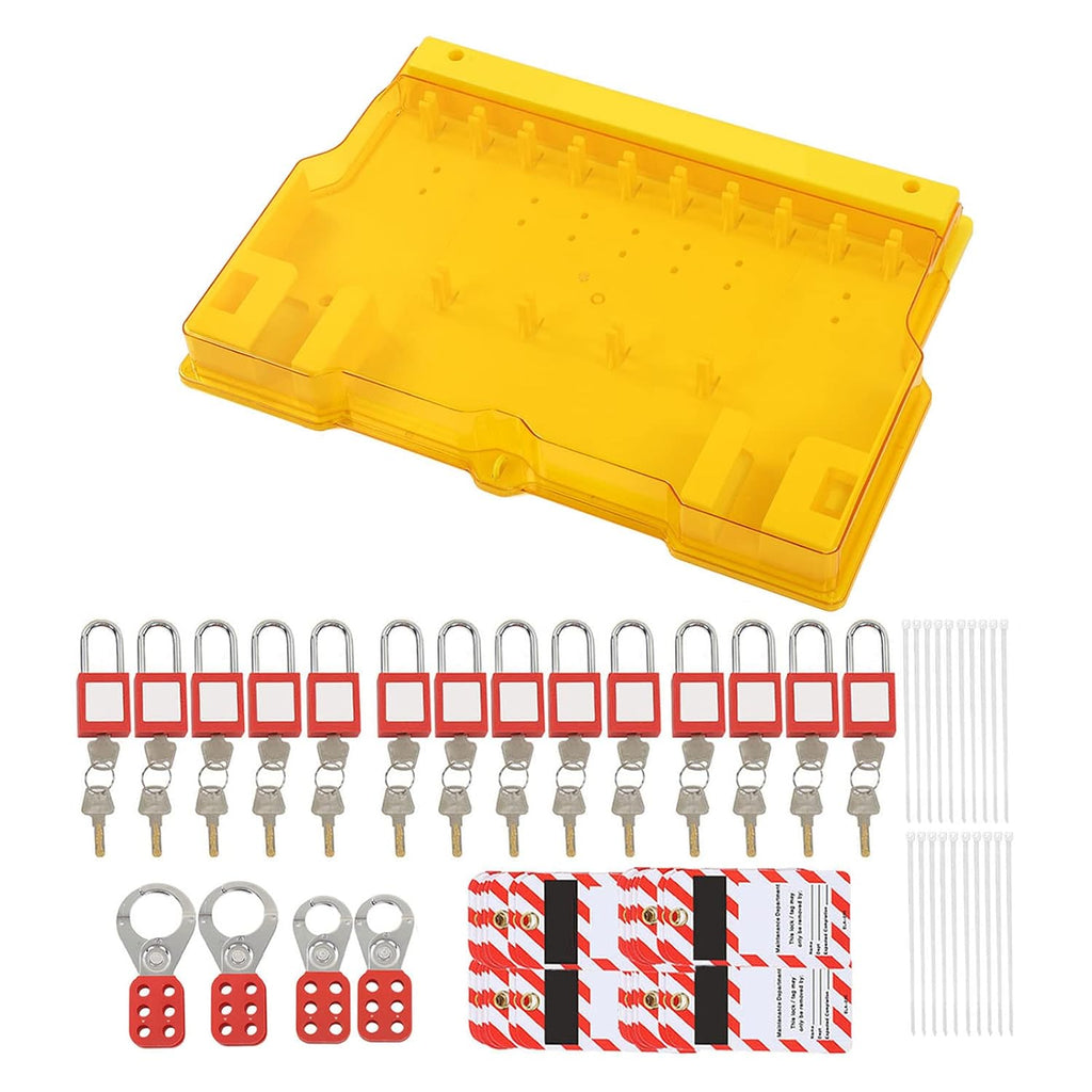 Lockout Tagout Station, Loto Kits, Lock Out Tag Out Kits, Security Lock Set, Including Padlocks Keys Hasps Hangtags Visual Lockout Kit Board, for Factory Warehouse