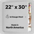 BEST BA-AHD 22' x 30' Metal Access Panel with Concealed Pin Hinge, LEED Compliant 16-Gauge Steel Access Door for Non-Rated Drywall/Ceilings, White Drywall Panel with Rounded Corners, Screwdriver Latch