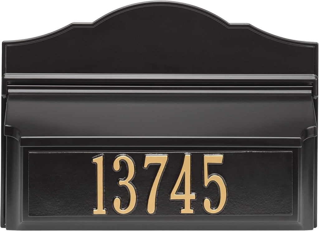Whitehall Colonial Mailbox with House Numbers, with Personalized Address Plaque, Wall Mount Mailbox for Outside