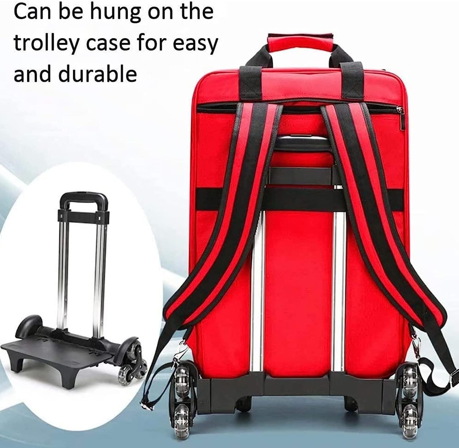 First Aid Kit Bag Rolling Medical Supplies Bag with Detachable Trolley, Nurse Rolling Bag Emergency Rescue Kit for Outdoor Hiking, Backpacking, Camping, Traveling