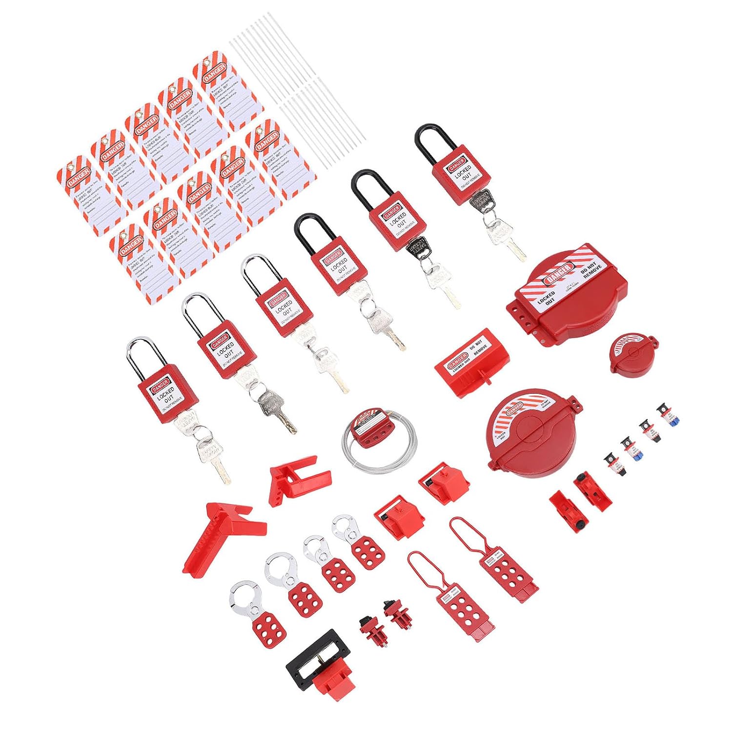 Lockout Tagout Kit Electrical Loto, Clamp On Circuit Breaker Lockout, Group Hasps, Tag, Safety Padlocks, Nylon Ties with Tool Box, Electrical Kit