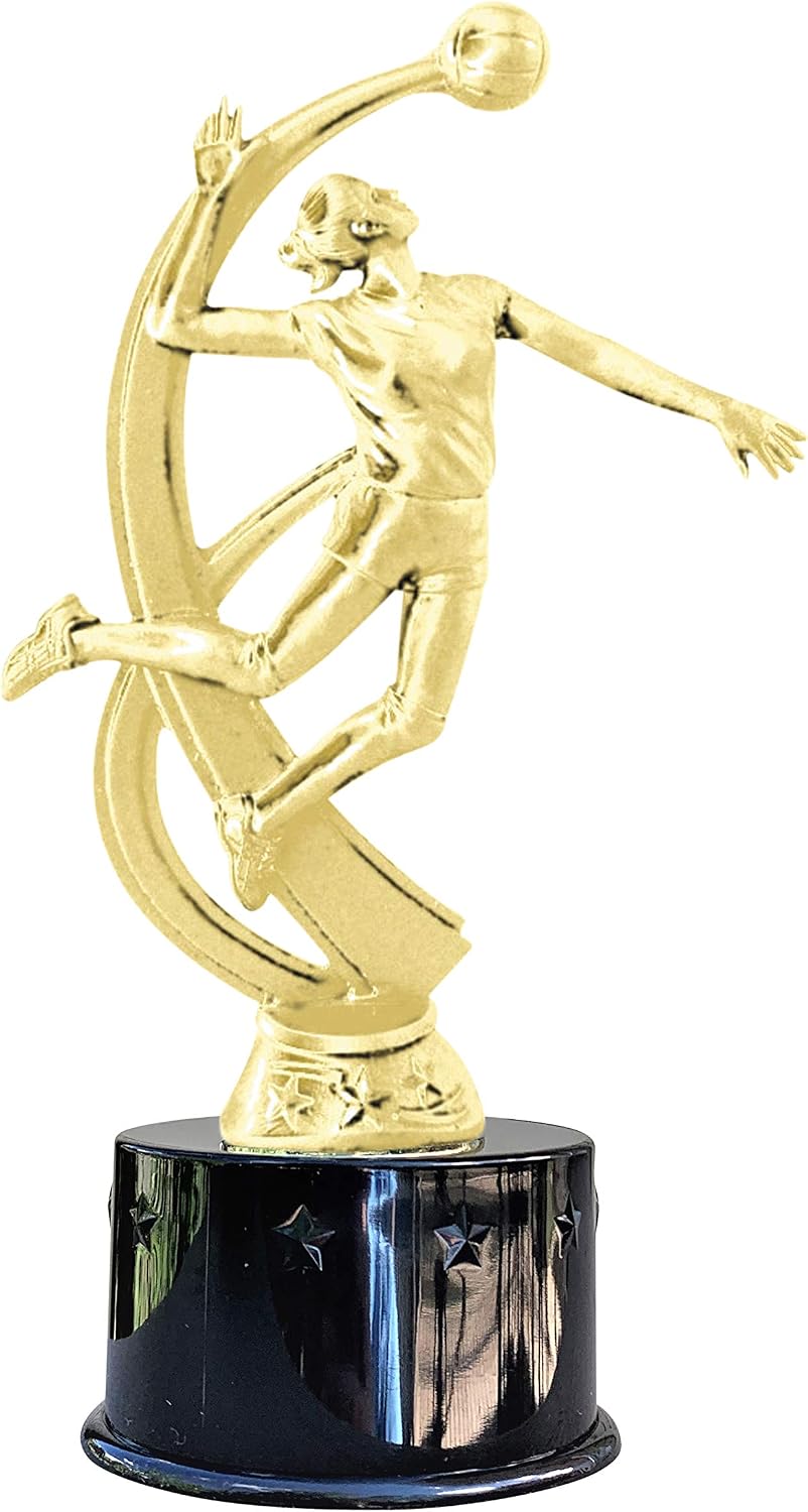 Express Medals Girls Female Volleyball Player Award Trophy Party Favor Gift Prize Including 4 Gold Color Decals to Custom Personalize The Black Round Base
