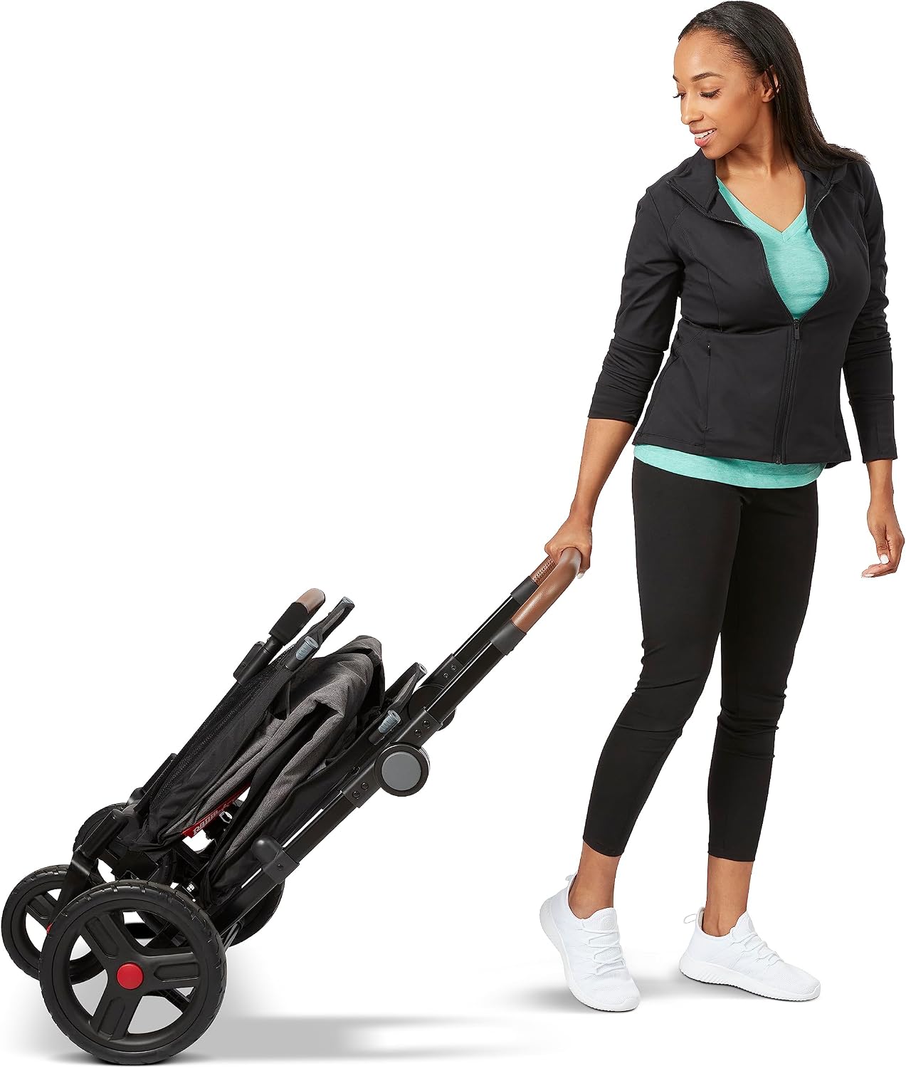 Radio Flyer Atlas Stroll 'N Wagon, Atlas Gray, for Ages 1+, 3-in-1 Push or Pull Versatility, One-Hand Fold, UV Canopy, 5-Point Harnesses, Storage Capabilities, Rubber Wheels, Stroller Wagon for Kids