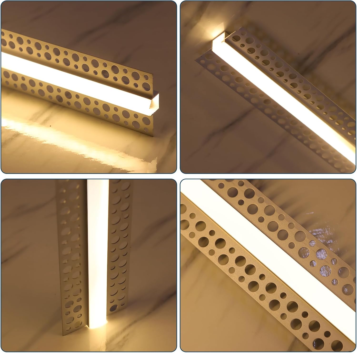 10 Pack Plaster-in LED Channel 6.6FT/2M Recessed Drywall Aluminum Strip Lighting Track with White Diffuser for Light Tape Mounting Profile
