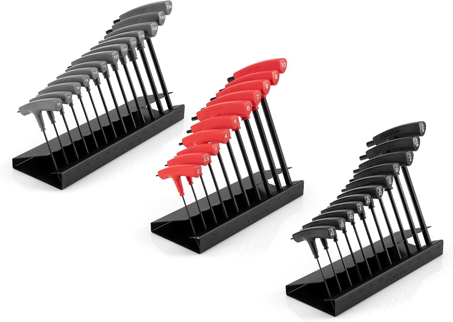TEKTON Flat End Hex and Star T-Handle Key Set with Stands, 34-Piece (5/64-3/8 in., 2-10 mm, T6 - T50) | KEY92002