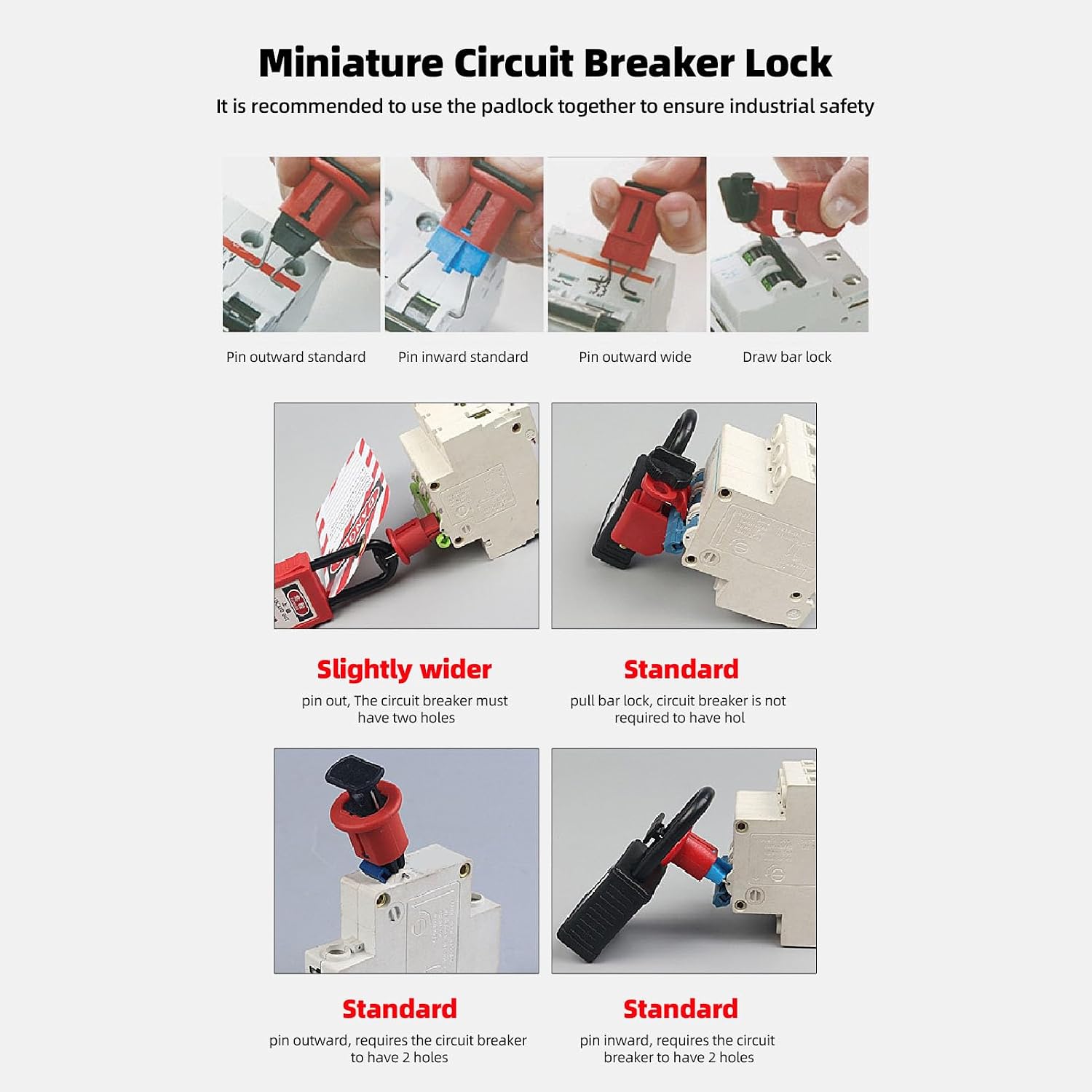 Lockout Tagout Kit Electrical Loto, Safety Padlocks Clamp On Circuit Breaker Lockout, Group Lockout Hasps, Lockout Tag, Universal Multi Pole Breaker and Red Carrying Box