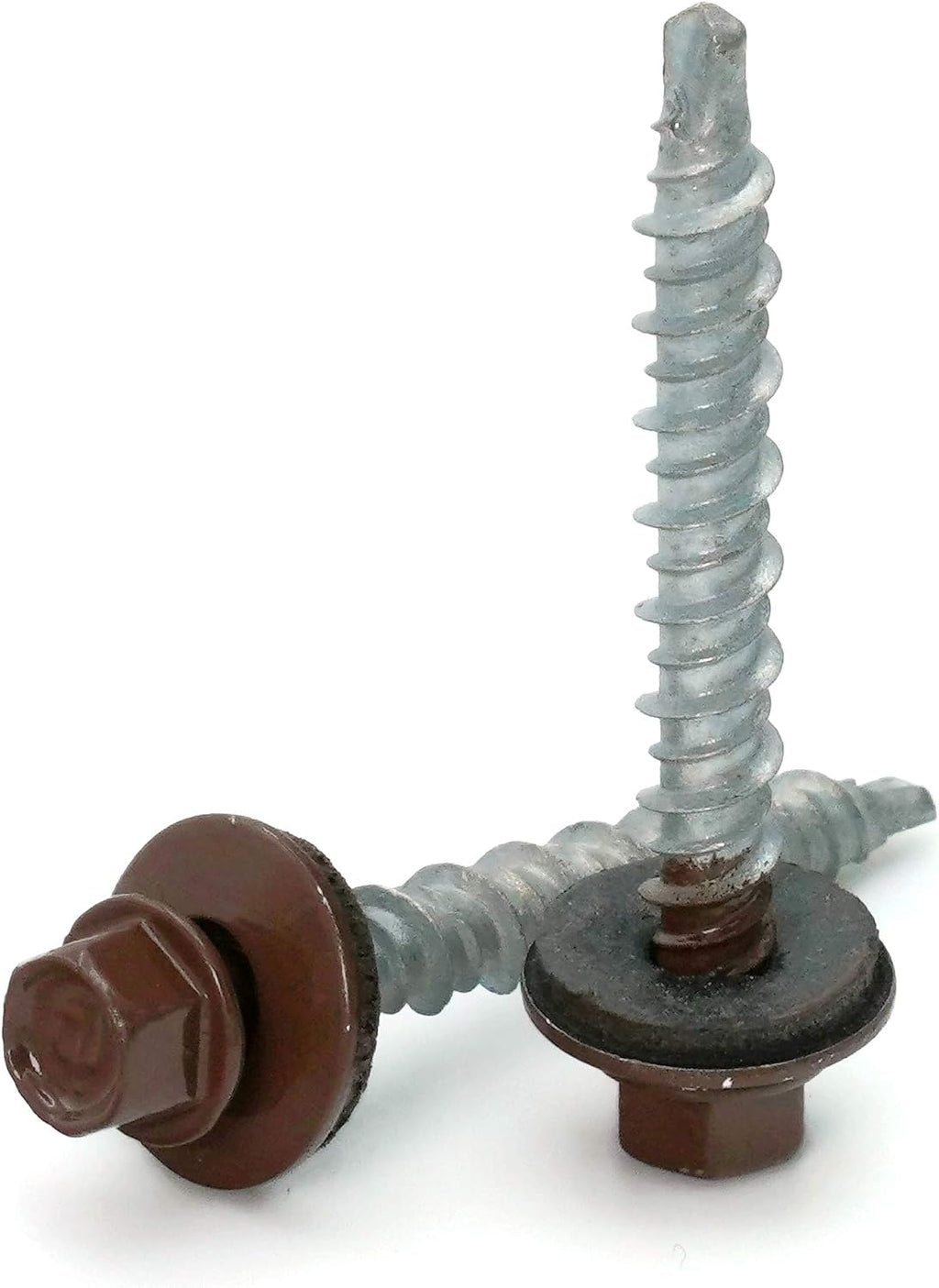 Hex Washer Head Mechanical Galvanized Mini Driller Roofing Screws Brown Finish - #10 x 2-1/2' Qty 1000