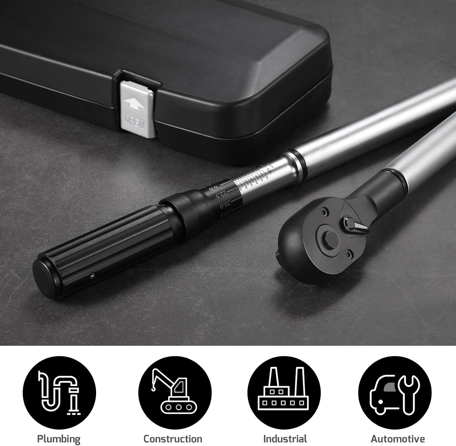3/4-Inch Drive Click Torque Wrench (100-600ft.lb / 135-815Nm) Dual-Direction Adjustable Torque Wrench Set