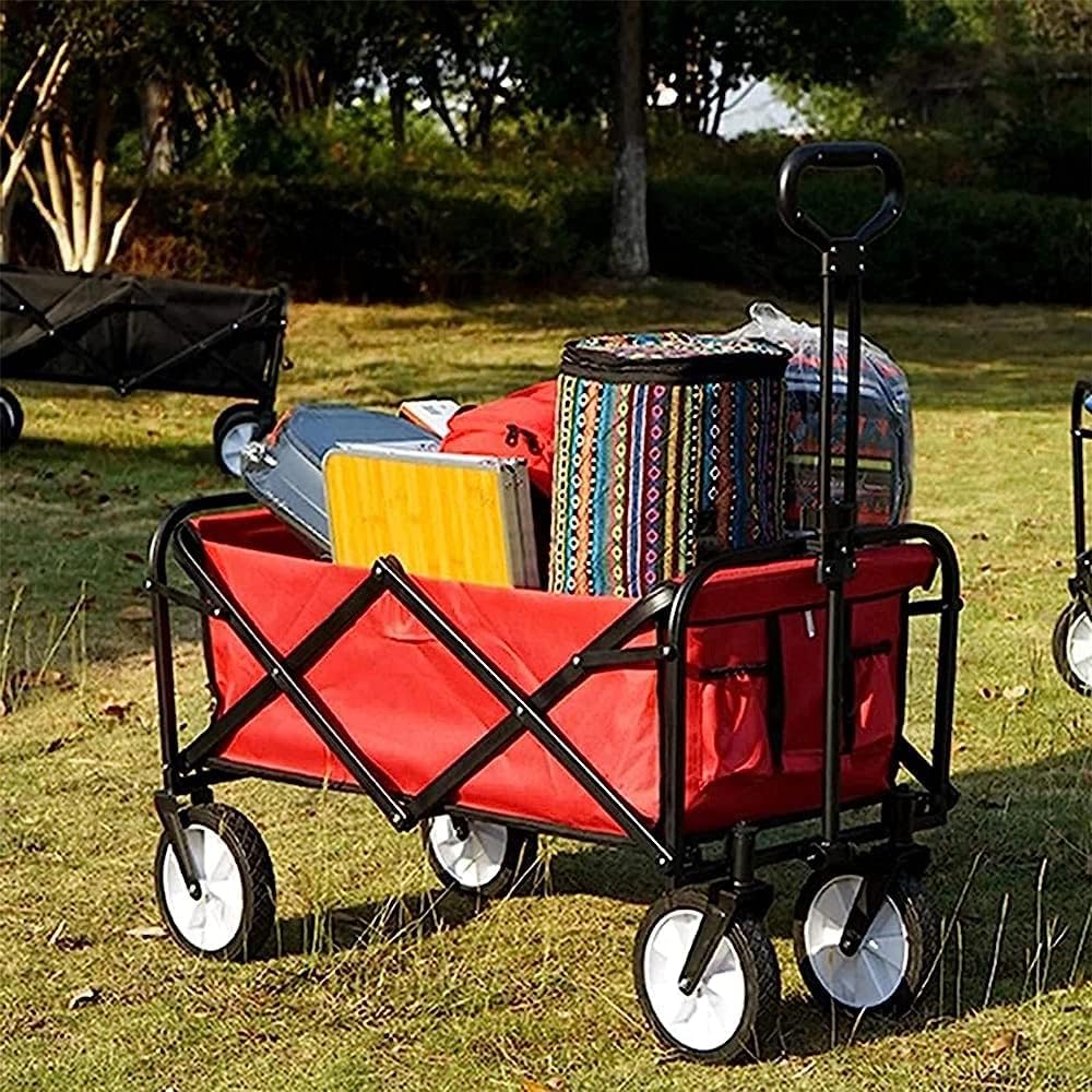 Trolleys, Folding Carry Cart, Folding Wagon Trolley, Camping Cart, Rolling Buggies, Outdoor Garden Sport Carry Wagon - for Camping Garden Beach All Terrain/Blue