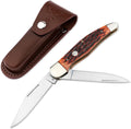 Böker Manufactory Traditional Series 2.0 Folding Hunter Jigged Brown Bone - pocket knife with bone handle scales and two blades - folding knife with D2 blade