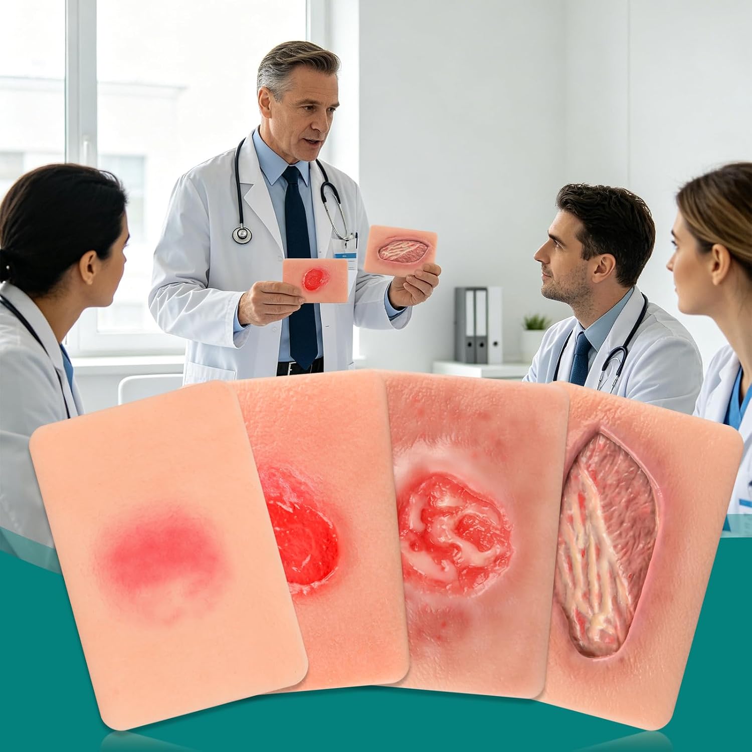 Pressure Ulcer Wound Models Pocket Size for Nursing Training, Pressure Wound Packing Trainer for Medical Education, Bedsore Wound Care Demonstrations Tool