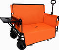 3-in-1 Convertible Folding Wagon Cart with Bench Seat & Rear-Mounted Folding Tabletop - 500lbs Heavy-Duty Utility Wagon, 180L Capacity All-Terrain Wheels for Camping,Beach,Sports,Garden (Orange)