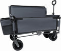 3-in-1 Heavy-Duty Folding Wagon Cart with 500lbs Capacity, All-Terrain Wheels, Bench Seat & Ice Pack – Perfect for Camping, Beach, Sports, and Outdoor Events (Gray)