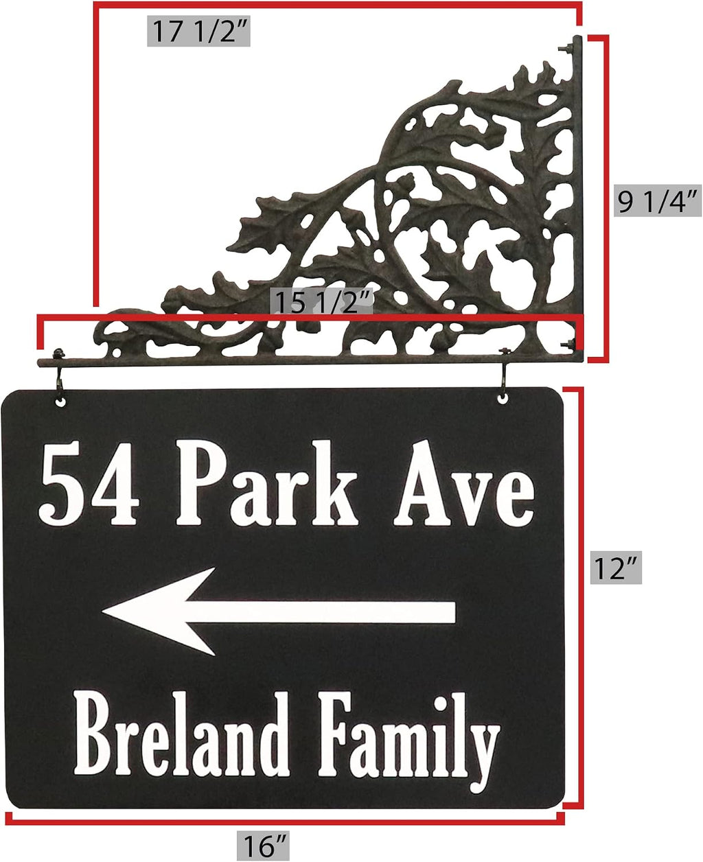 Address America Double-Sided, Reflective Oak Lamppost Sign with XL Plaque