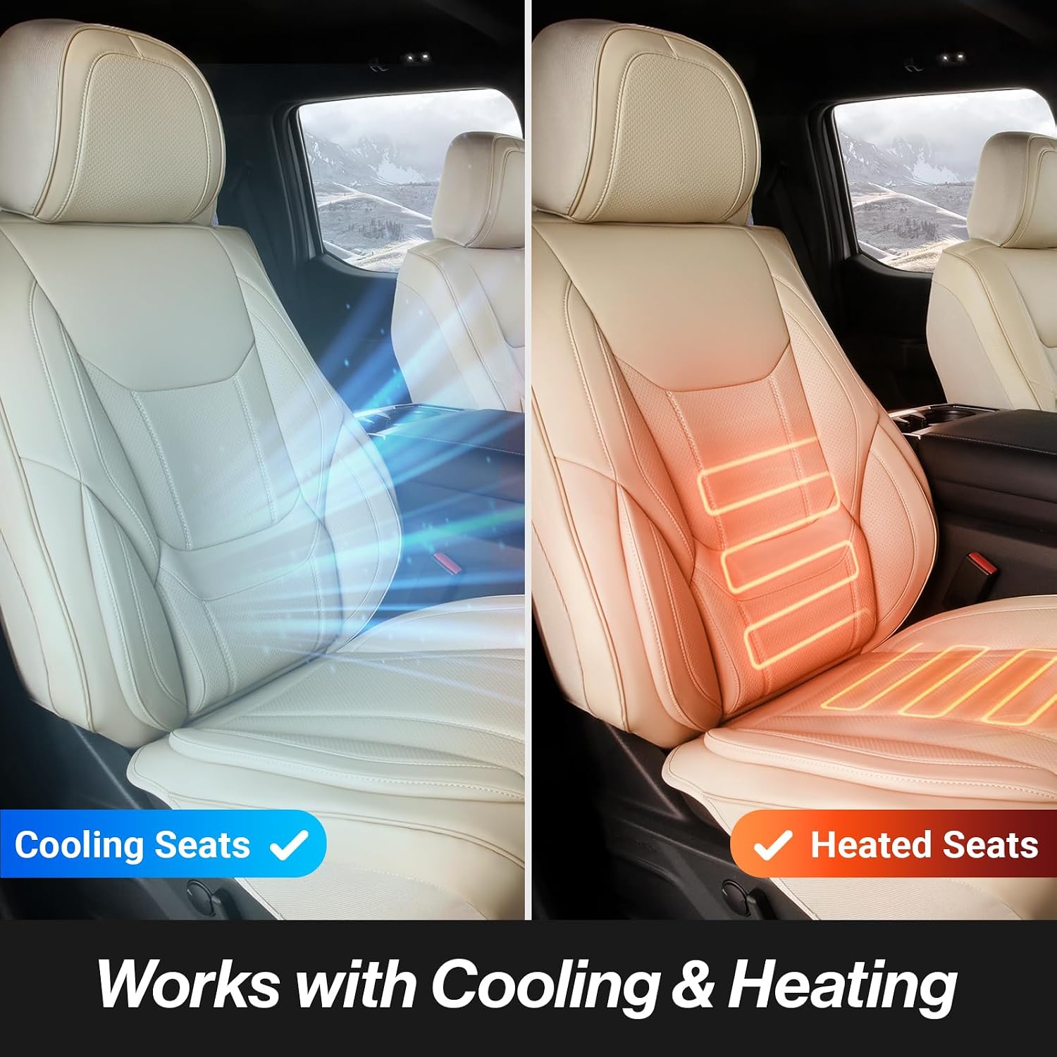 Coverland Custom Car Seat Covers Compatible with 2003-2008 Mazda, Mazda6 Sport Wagon - Premium Leather Non-Slip Memory Foam Waterproof Seat Cover Custom fit Interior Protector [Front-Beige]