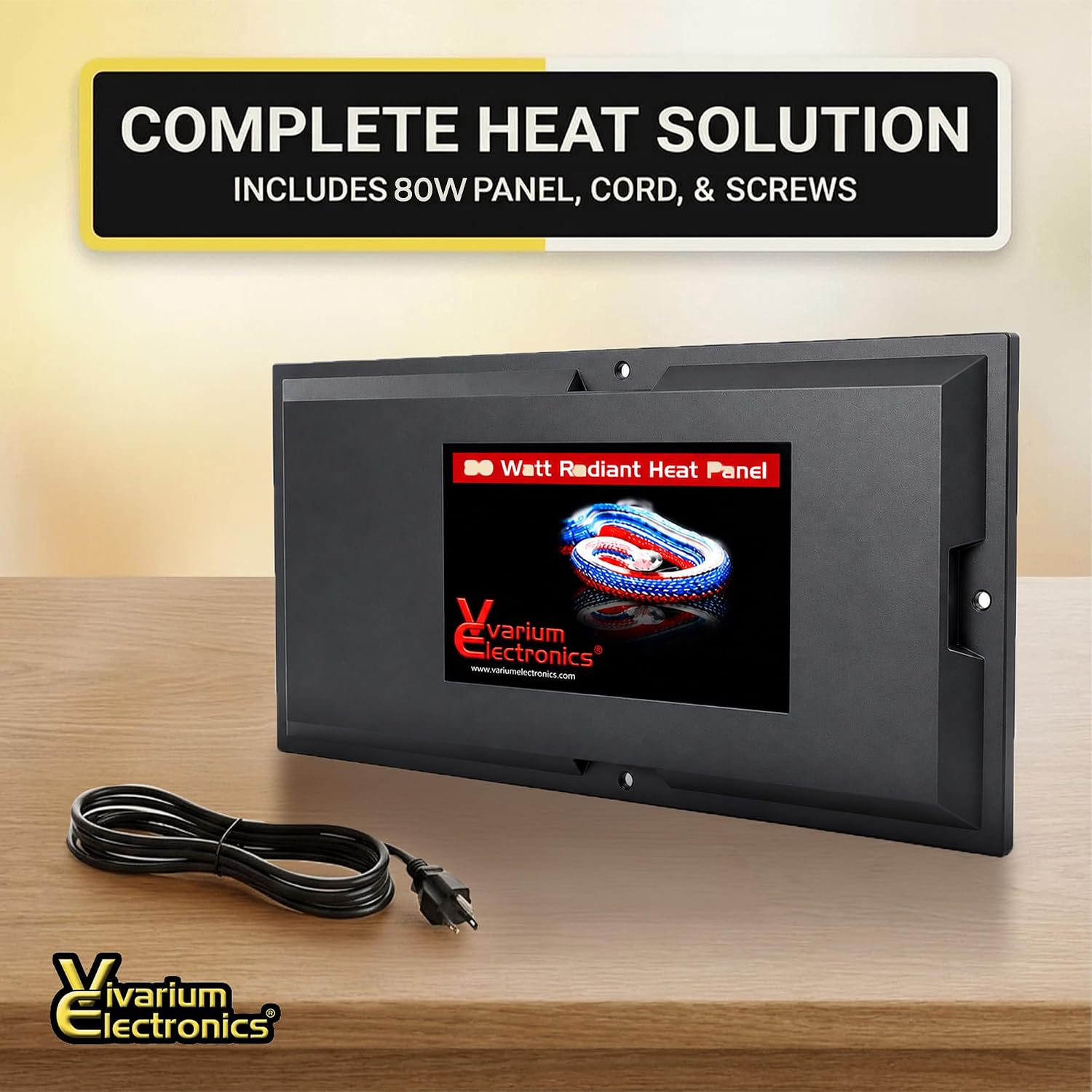 Radiant Heat Panels Made in USA 80W–Premium Reptile Heater Mounts Easily with Included Screws Reptile Heat Panel, Snake Heater, Bearded Dragon, Gecko and Hermit Crab Accessories